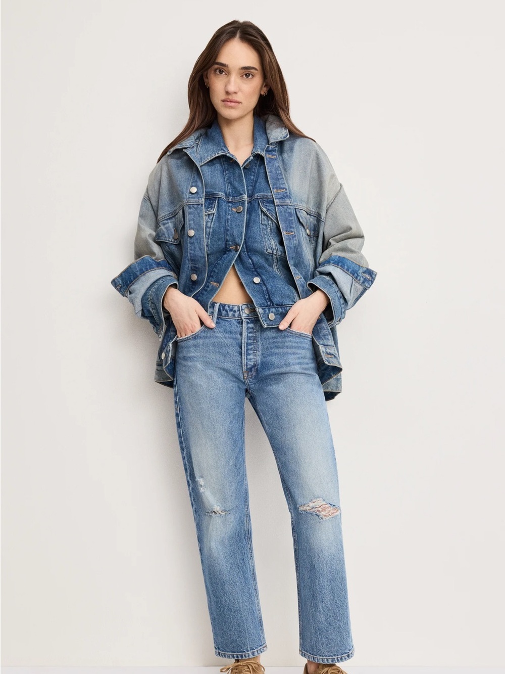 Good American Vintage Straight Ankle Jeans - Light Blue